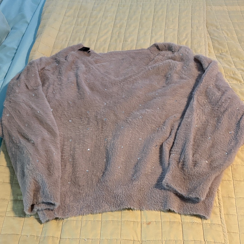 Express Soft grey embellished rhinestone Sweater XL